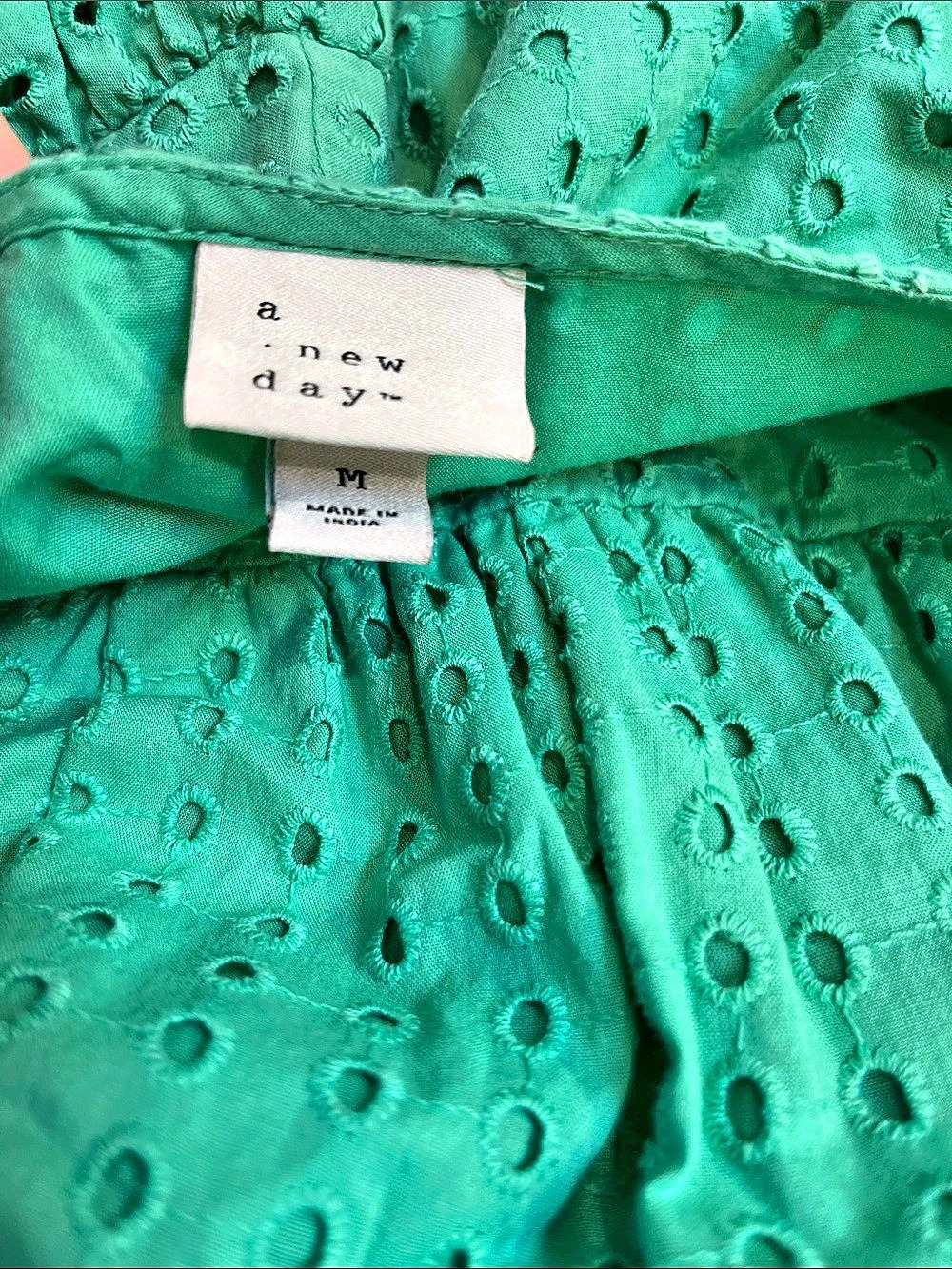 A New Day Green Eyelet Midi Dress Size Medium - Picture 2 of 7
